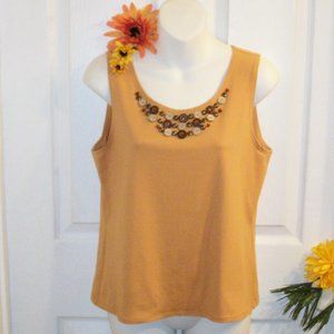RUBY RD. PM Beaded Stretch Tank Top Color: Butterscotch